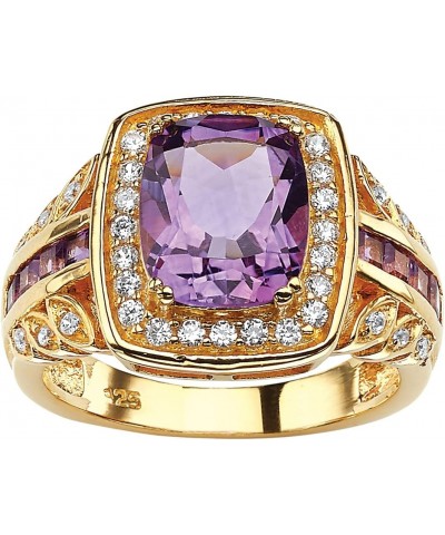 PalmBeach Yellow Gold-plated Sterling Silver Emerald Cut Genuine Purple Amethyst and Cubic Zirconia Ring Sizes 6-10 $36.75 Rings