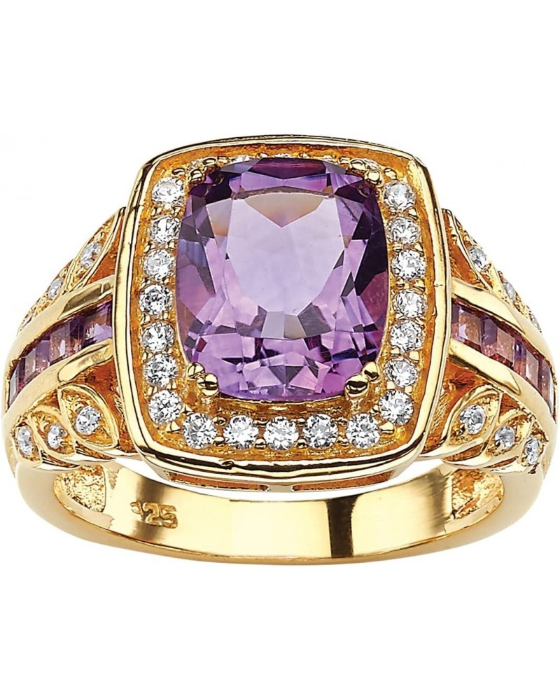 PalmBeach Yellow Gold-plated Sterling Silver Emerald Cut Genuine Purple Amethyst and Cubic Zirconia Ring Sizes 6-10 $36.75 Rings