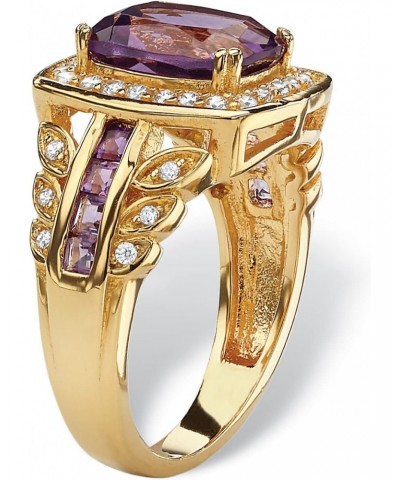 PalmBeach Yellow Gold-plated Sterling Silver Emerald Cut Genuine Purple Amethyst and Cubic Zirconia Ring Sizes 6-10 $36.75 Rings