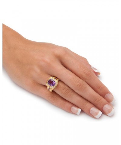 PalmBeach Yellow Gold-plated Sterling Silver Emerald Cut Genuine Purple Amethyst and Cubic Zirconia Ring Sizes 6-10 $36.75 Rings