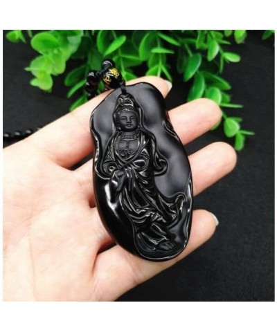 Crystal obsidian Avalokitesvara pendant, fine carved lotus leaf water drop Avalokitesvara pendant, Avalokitesvara Bodhisattva...