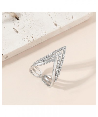 Layered V Shaped CZ Statement Ring for Women Girls Gold Plated Cubic Zirconia Expandable Adjustable Boho Finger Rings Comfort...