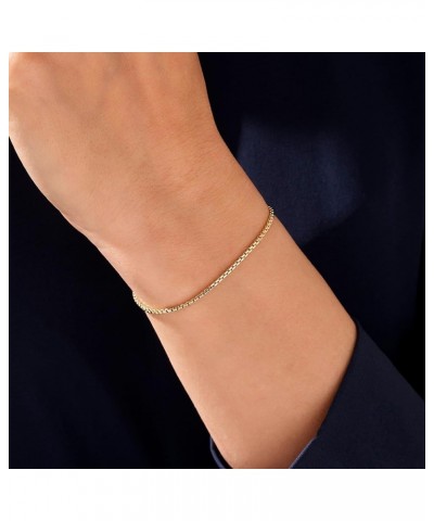 Lightweight Stacking Link Chain Bracelet in 14k Solid Gold Box Chain Bracelet for Women Men YELLOW 7 inches $75.65 Bracelets