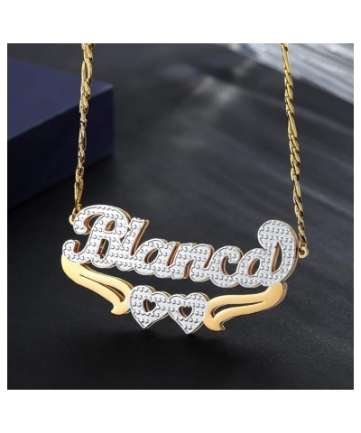 Double Plated Name Necklace Personalized Customized Name Plate Necklace Custom Name Necklace for Women Gold Name Necklace Per...