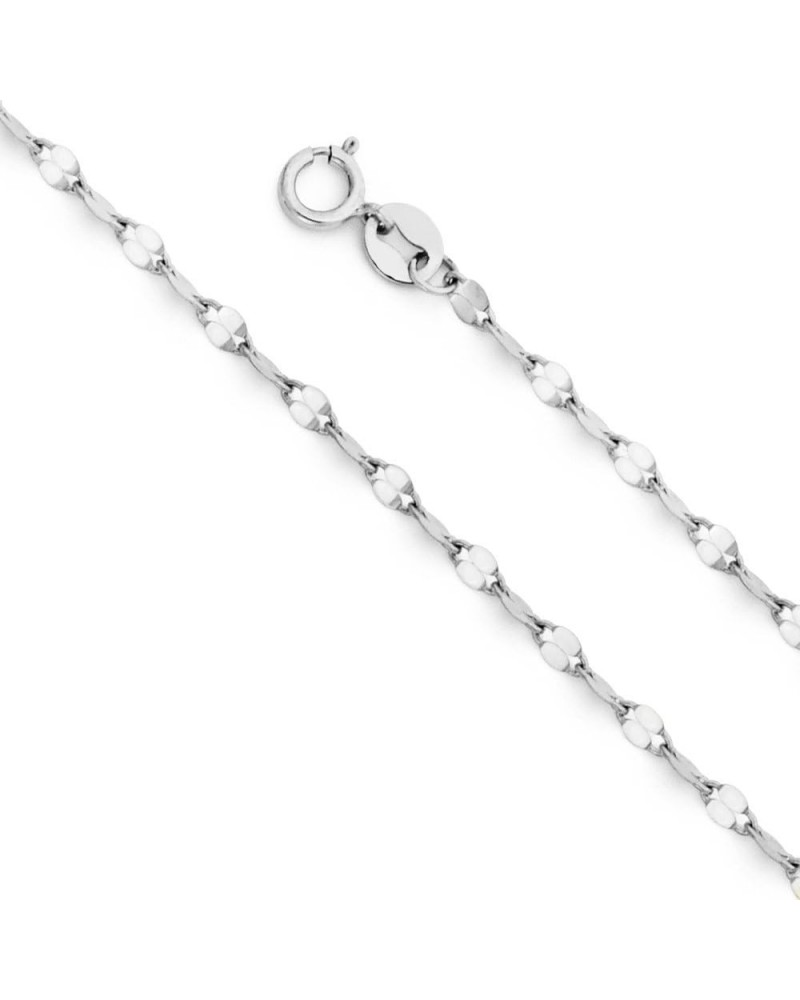 14k REAL Yellow OR White Gold Solid 2mm Twisted Mirror Chain Necklace with Spring Ring Clasp White Gold 22 Inches $51.84 Neck...