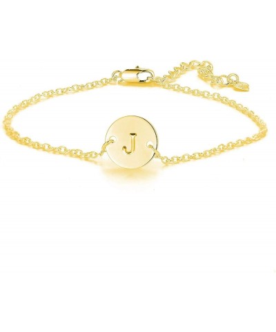 Initial Bracelet for Women Adjustable Round Disc Alphabet Letters Bracelet for Girls J-Gold $10.02 Bracelets