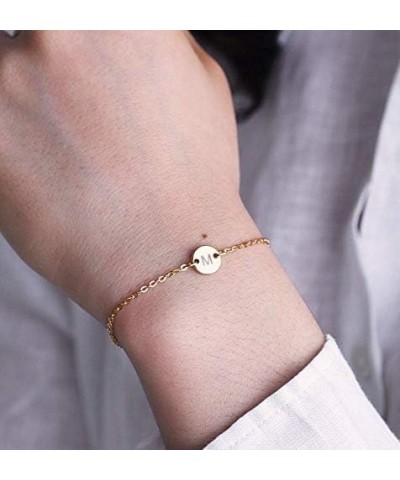 Initial Bracelet for Women Adjustable Round Disc Alphabet Letters Bracelet for Girls J-Gold $10.02 Bracelets