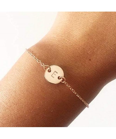 Initial Bracelet for Women Adjustable Round Disc Alphabet Letters Bracelet for Girls J-Gold $10.02 Bracelets