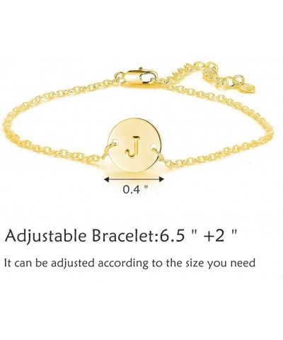 Initial Bracelet for Women Adjustable Round Disc Alphabet Letters Bracelet for Girls J-Gold $10.02 Bracelets