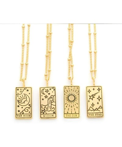 Tarot Card Necklace for Women | Moon Star Sun Wisdom, 21 inches Moon_Gold $10.08 Necklaces