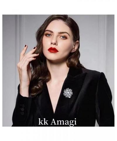 Kk Amagi Rhinestone Crystal Flower Brooches Pin for Women Fashion Accessories Fine Jewelry Light luxury Gifts $7.19 Brooches ...