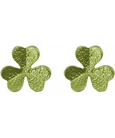 Minimalist Shamrock Clover Green Enamel Small Stud Earrings for Women Girls Cartilage 925 Sterling Silver Post Tiny Little Fl...