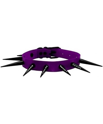 Women Men Spike Studded Choker Necklace Leather Collar Cool Punk Goth Style Purple, Black Spike(Engraved) $8.50 Necklaces