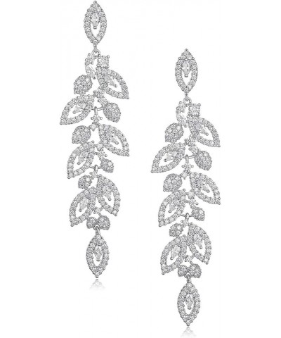 Wedding Bridal Chandelier Earrings, Crystal Rhinestone Drop Dangle Earrings for Women Brides 02.Silver $13.34 Earrings