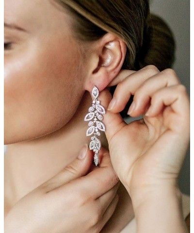 Wedding Bridal Chandelier Earrings, Crystal Rhinestone Drop Dangle Earrings for Women Brides 02.Silver $13.34 Earrings