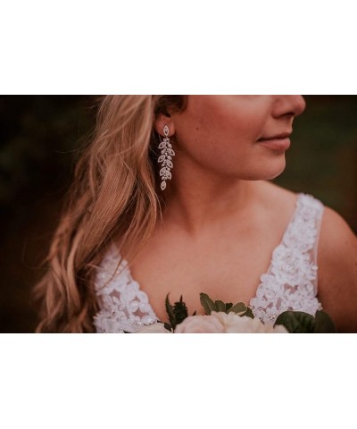 Wedding Bridal Chandelier Earrings, Crystal Rhinestone Drop Dangle Earrings for Women Brides 02.Silver $13.34 Earrings