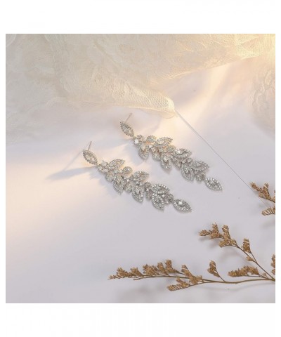 Wedding Bridal Chandelier Earrings, Crystal Rhinestone Drop Dangle Earrings for Women Brides 02.Silver $13.34 Earrings