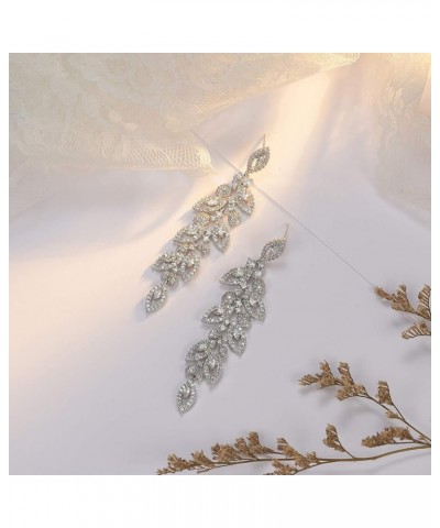 Wedding Bridal Chandelier Earrings, Crystal Rhinestone Drop Dangle Earrings for Women Brides 02.Silver $13.34 Earrings