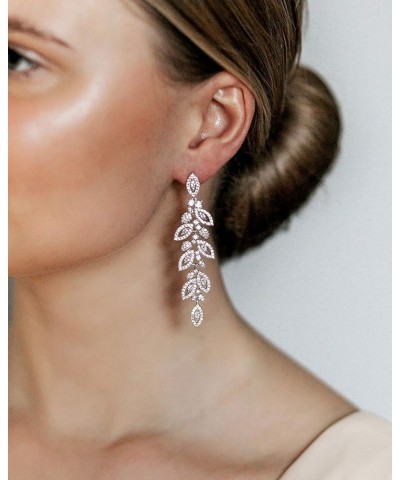 Wedding Bridal Chandelier Earrings, Crystal Rhinestone Drop Dangle Earrings for Women Brides 02.Silver $13.34 Earrings