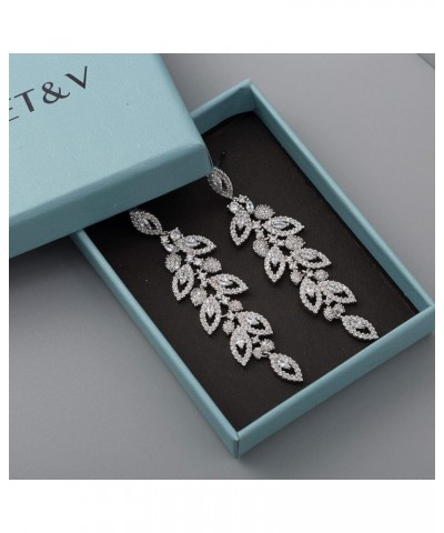 Wedding Bridal Chandelier Earrings, Crystal Rhinestone Drop Dangle Earrings for Women Brides 02.Silver $13.34 Earrings