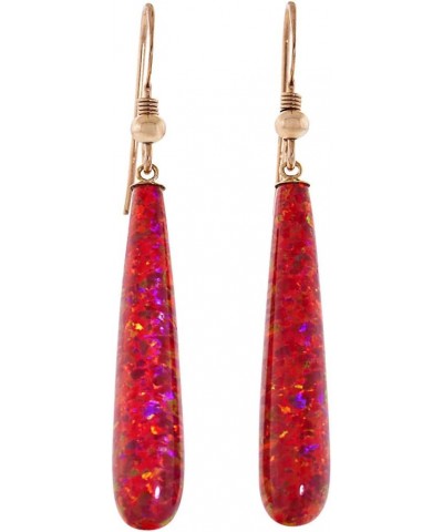 Trustmark 14/20 Gold Filled 35mm Flame Red Created Opal Teardrop Fishhook Earrings, Ginger $42.36 Earrings