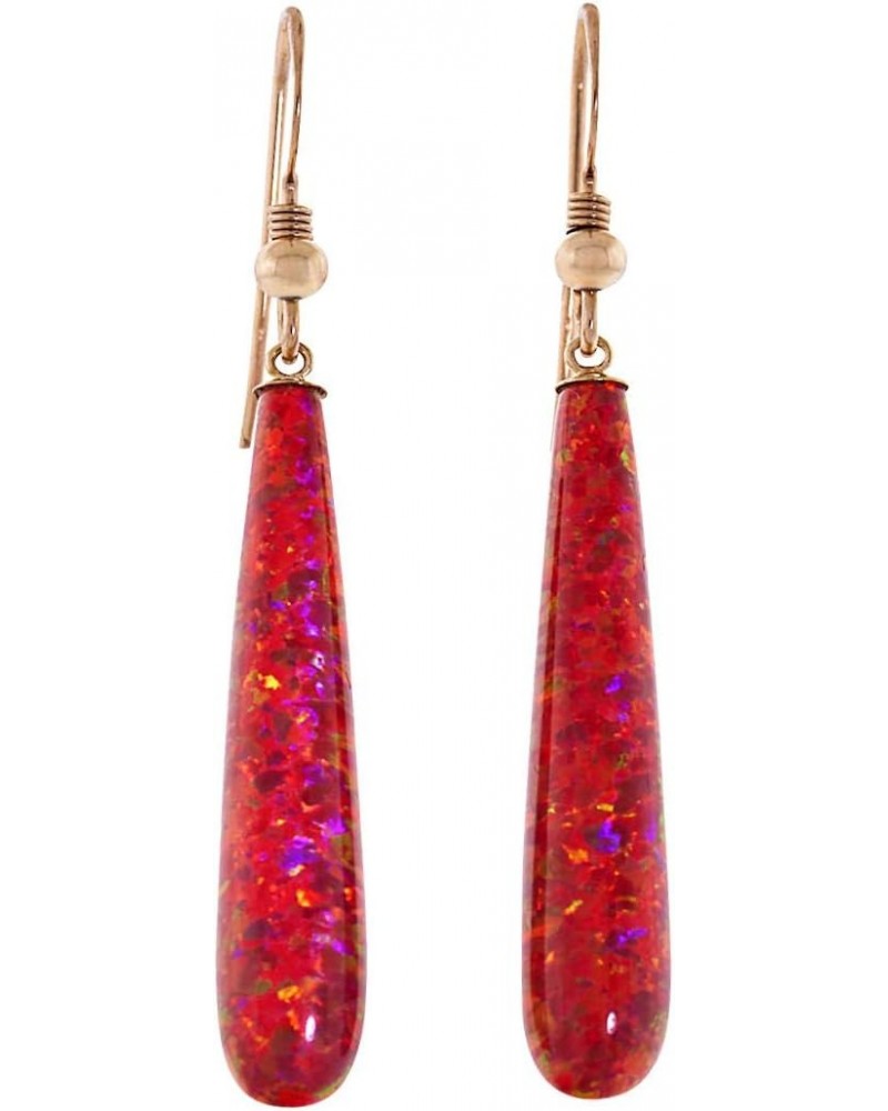 Trustmark 14/20 Gold Filled 35mm Flame Red Created Opal Teardrop Fishhook Earrings, Ginger $42.36 Earrings