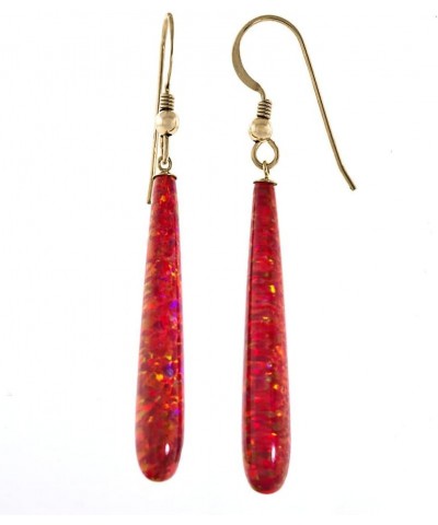 Trustmark 14/20 Gold Filled 35mm Flame Red Created Opal Teardrop Fishhook Earrings, Ginger $42.36 Earrings