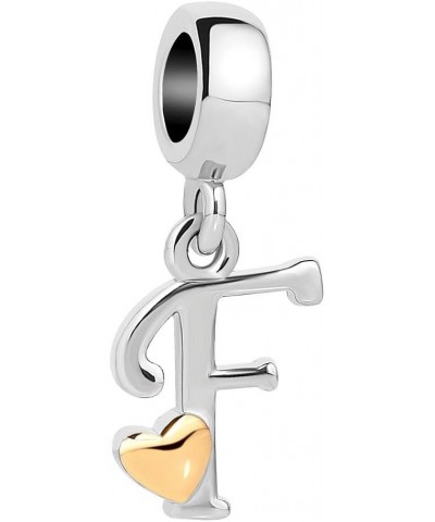 Alphabet Letter Charm Golden Heart Charm Dangle Bead for Bracelet F $8.69 Bracelets