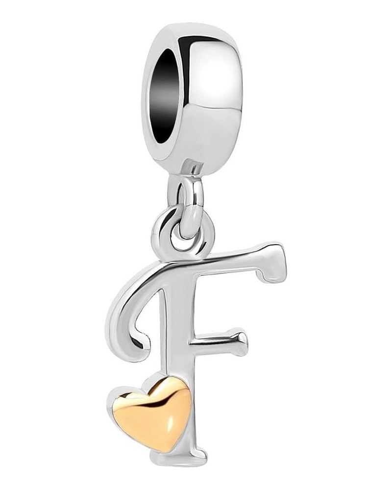 Alphabet Letter Charm Golden Heart Charm Dangle Bead for Bracelet F $8.69 Bracelets