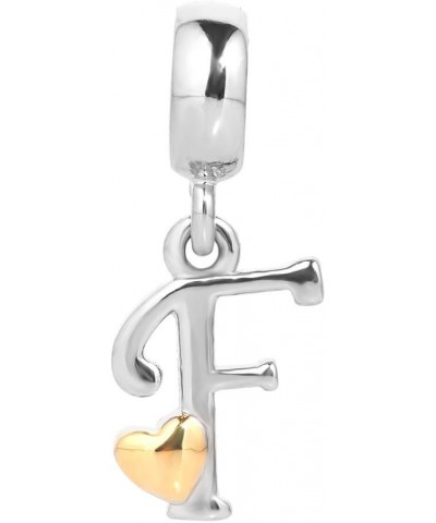 Alphabet Letter Charm Golden Heart Charm Dangle Bead for Bracelet F $8.69 Bracelets