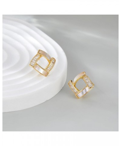 Gold Stud Earrings for Women, Trendy Geometric 14K Gold Plated CZ Crystal Stud Lightweight Hypoallergenic Jewelry for Teen Gi...