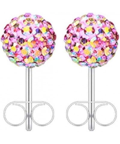 Multi-Sprinkle Dot Multi Gem Aurora Ball Ear Stud Earrings Pink/Aurora Borealis, Ball Size: 8mm $10.19 Earrings