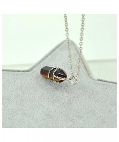 Hand Wired Point Crystal Healing Chakra Pendant Necklace Tiger Eye $7.50 Necklaces