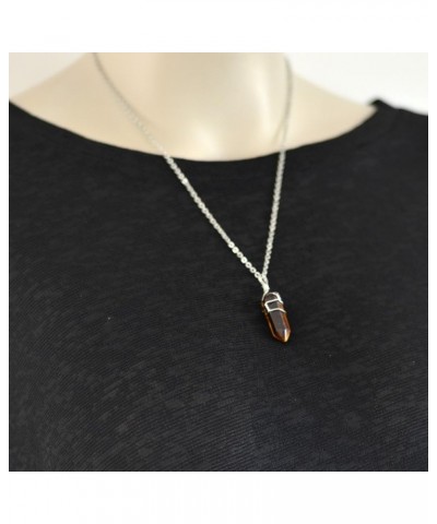 Hand Wired Point Crystal Healing Chakra Pendant Necklace Tiger Eye $7.50 Necklaces