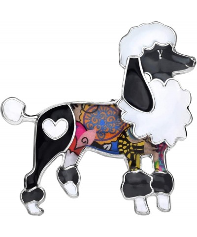 Enamel Floral Poodle Brooch Dog Pins for Backpacks Badges Clothing Bags Women Jewelry Gift Black $7.79 Brooches & Pins