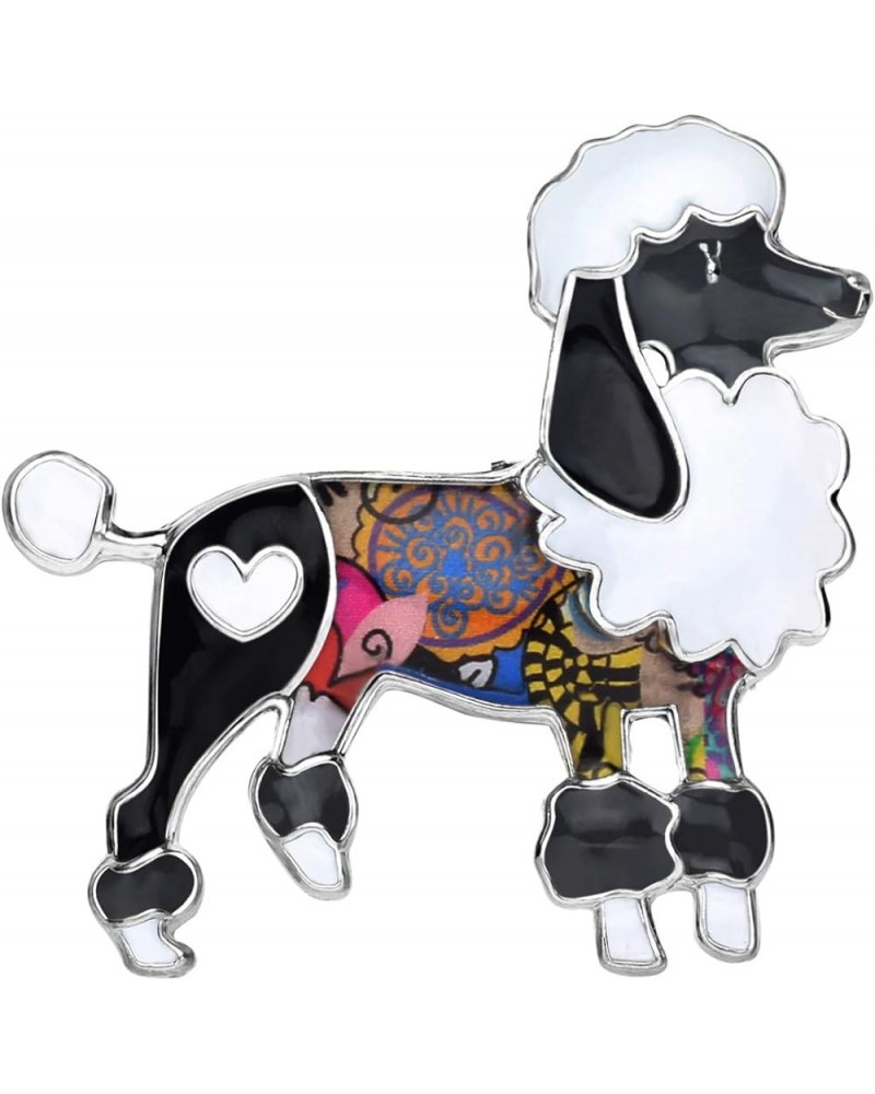 Enamel Floral Poodle Brooch Dog Pins for Backpacks Badges Clothing Bags Women Jewelry Gift Black $7.79 Brooches & Pins