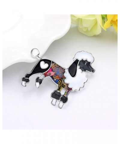 Enamel Floral Poodle Brooch Dog Pins for Backpacks Badges Clothing Bags Women Jewelry Gift Black $7.79 Brooches & Pins