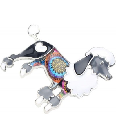 Enamel Floral Poodle Brooch Dog Pins for Backpacks Badges Clothing Bags Women Jewelry Gift Black $7.79 Brooches & Pins