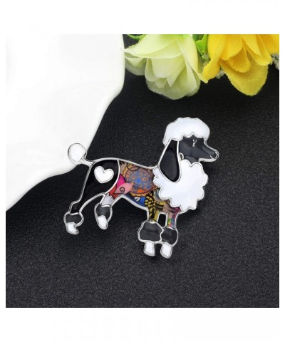 Enamel Floral Poodle Brooch Dog Pins for Backpacks Badges Clothing Bags Women Jewelry Gift Black $7.79 Brooches & Pins