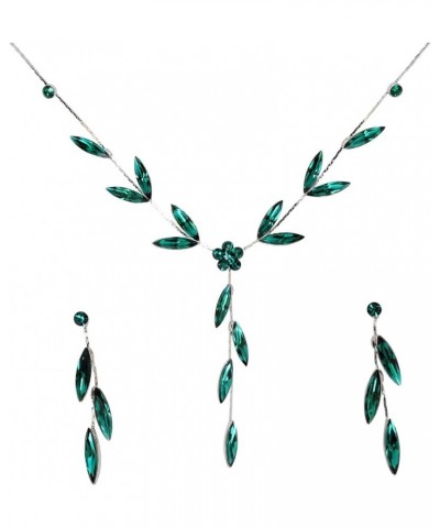 Gorgeous Rhinestone Crystal Floral Necklace Earrings Set Green $17.84 Bracelets