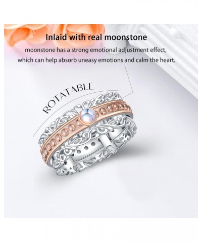 LELCHOUY 925 Sterling Silver Real Moonstone Spinner Rings for Women Men Fidget Oxidized Concave Band moonstone $10.00 Rings