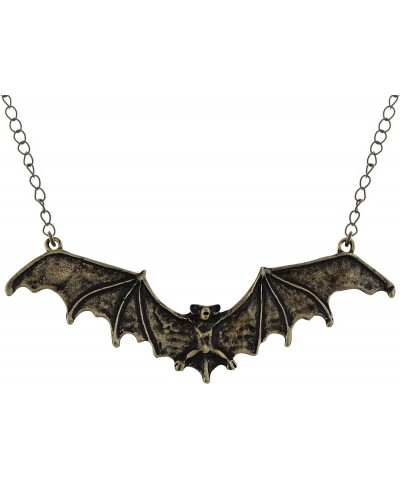 Frightening Halloween Enamel Paint Flying Bat Metal Chain Pendant Necklace Bronze $9.46 Necklaces