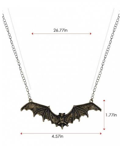 Frightening Halloween Enamel Paint Flying Bat Metal Chain Pendant Necklace Bronze $9.46 Necklaces