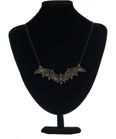 Frightening Halloween Enamel Paint Flying Bat Metal Chain Pendant Necklace Bronze $9.46 Necklaces