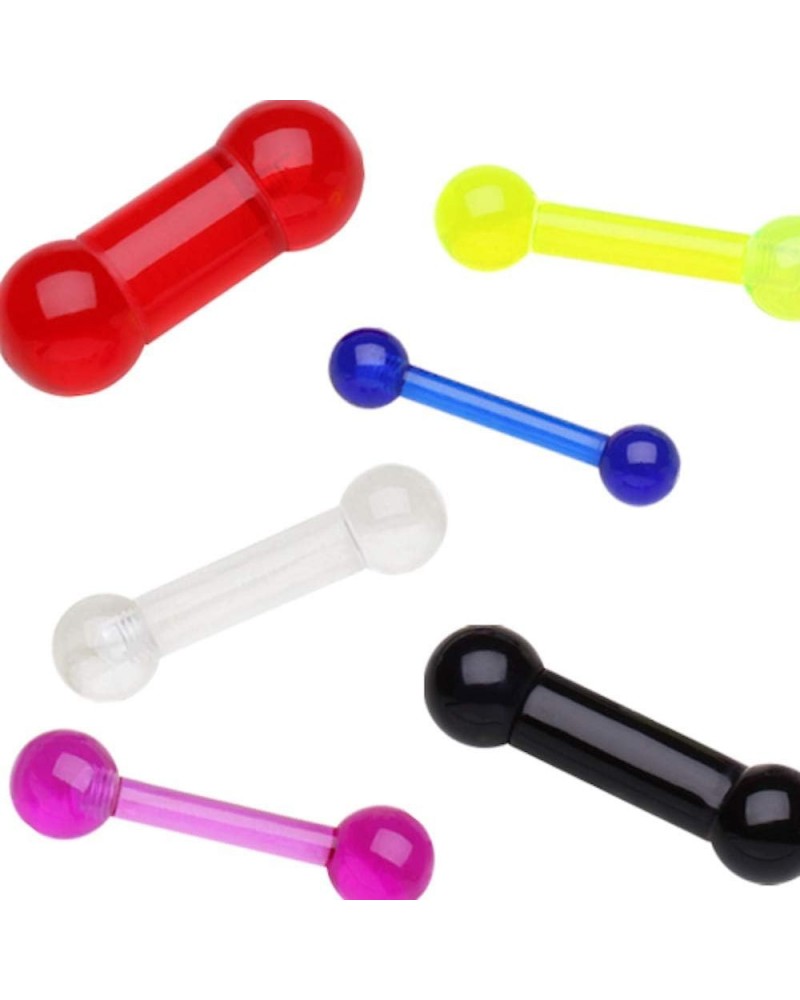 Big Size UV Acrylic Barbell 8GA, Length: 5/8", Ball: 6mm, Red $7.00 Body Jewelry