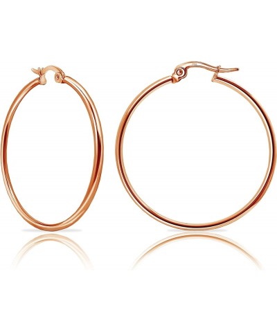 925 Sterling Silver 2mm High Polished Click-Top Hoop Earrings for Women & Teen Girls, Silver, Yellow & Rose Gold Flashed Ster...