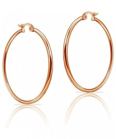 925 Sterling Silver 2mm High Polished Click-Top Hoop Earrings for Women & Teen Girls, Silver, Yellow & Rose Gold Flashed Ster...