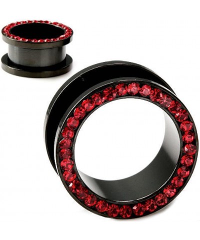 Black Titanium with Red CZ Over Surgical Steel Screw-on Plugs/Gauges 2 Pieces (1 Pair) (B/60) 1/2'' (12MM) $9.27 Body Jewelry