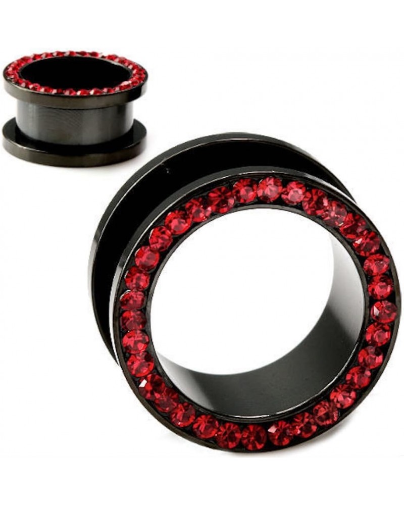 Black Titanium with Red CZ Over Surgical Steel Screw-on Plugs/Gauges 2 Pieces (1 Pair) (B/60) 1/2'' (12MM) $9.27 Body Jewelry