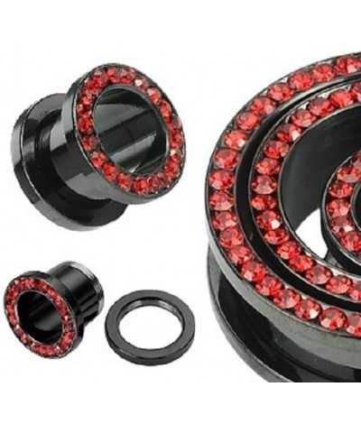 Black Titanium with Red CZ Over Surgical Steel Screw-on Plugs/Gauges 2 Pieces (1 Pair) (B/60) 1/2'' (12MM) $9.27 Body Jewelry